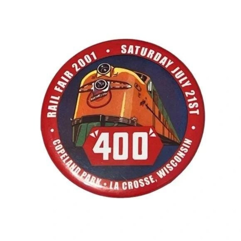 Rail Fair 2001 LaCrosse Wisconsin Train Vintage Pinback Button
